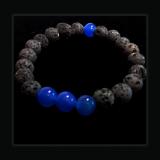 Cobalt Blue Agate and Lava Rock Diffuser Bracelet - 6"