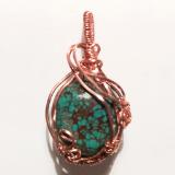Turquoise and Copper Wire Wrapped Pendant
