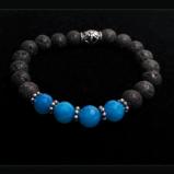 Faceted Blue Agate and Lava Rock Diffuser Bracelet- 7"