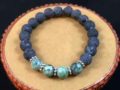 Lava Rock & African Turquoise Diffuser Bracelet