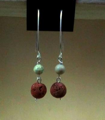 Blue Green Jasper Diffuser Earrings with French Hook Ear Wires Blue Green Jasper Diffuser Earrings with French Hook Ear Wires