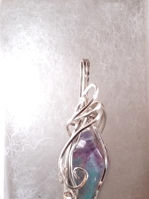 Small Amethyst Crystal Point Wire Wrapped Pendant