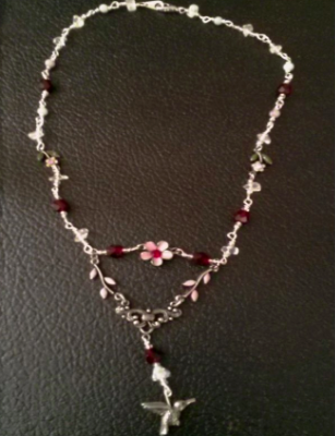 Hummingbird and Flower Necklace and Earrings Set made with Semi-Precious Stones and Czech Crystal Hummingbird and Flower Necklace and Earrings Set made with Semi-Precious Stones and Czech Crystal