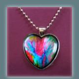 Heart Pendant Necklace, Abstract Craypa Art Print Necklace, Fine Art Print Jewelry