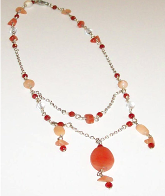 Fancy Carnelian, Moonstone and Aventurine Necklace