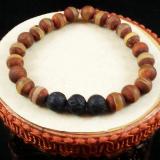 Tibetan Agate Dzi Bead Diffuser Bracelet, Aromatherapy Bracelet, Lava Bead Bracelet, Large