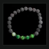 Green Fire Agate and Lava Rock Diffuser Bracelet- 8"