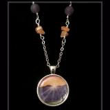Mountain Sunrise Art Print Pendant and Gemstone Necklace