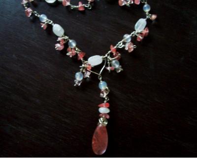 Cherry Quartz and Moonstone Necklace