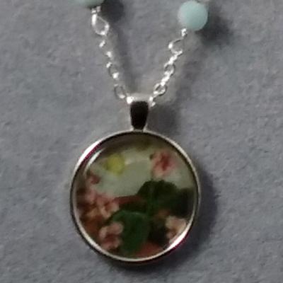 Violets and Butterflies Art Print and Gemstone Necklace Violets and Butterflies Art Print and Gemstone Necklace