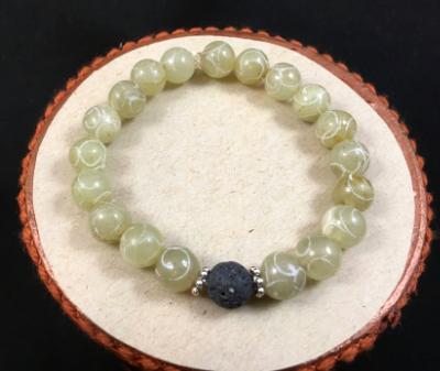 Carved Green Soochow Jade Beaded Diffuser Bracelet