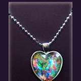 Heart Flames Heart Pendant Necklace, Abstract Art Print Necklace, Fine Art Print Jewelry