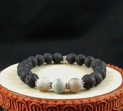 Aurora Druzy Quartz and Lava Rock Diffuser Bracelet Aurora Druzy Quartz and Lava Rock Diffuser Bracelet